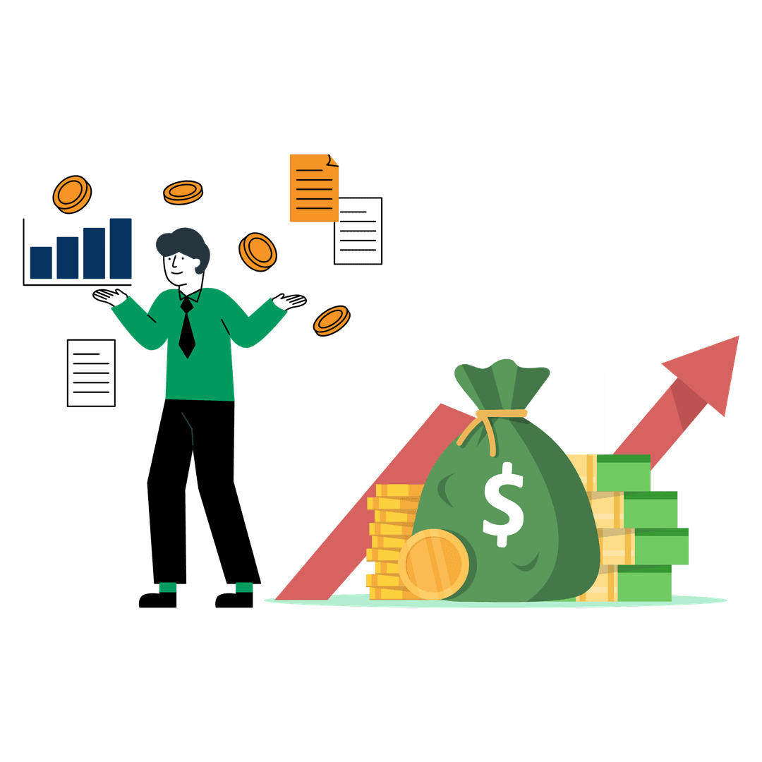 Investment advisory concept with telescope and growth indicators