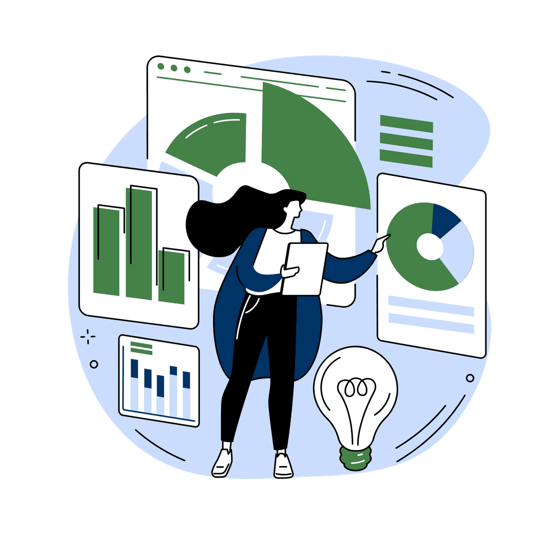 Competitive intelligence concept with telescope and market analysis
