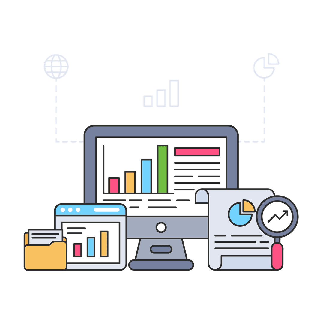 Industry sector analysis dashboard on a computer monitor