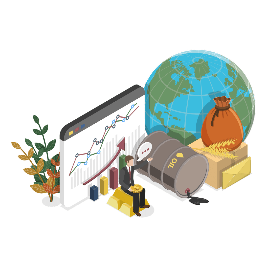 Market trend forecasting with crystal ball and growth charts